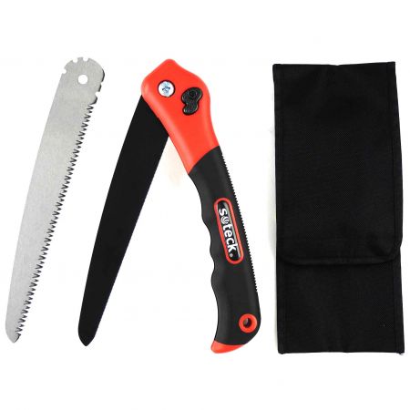8inch (210mm) 2-In-1 Replaceable Folding Saw - Folding pruning handsaw with nylon bag